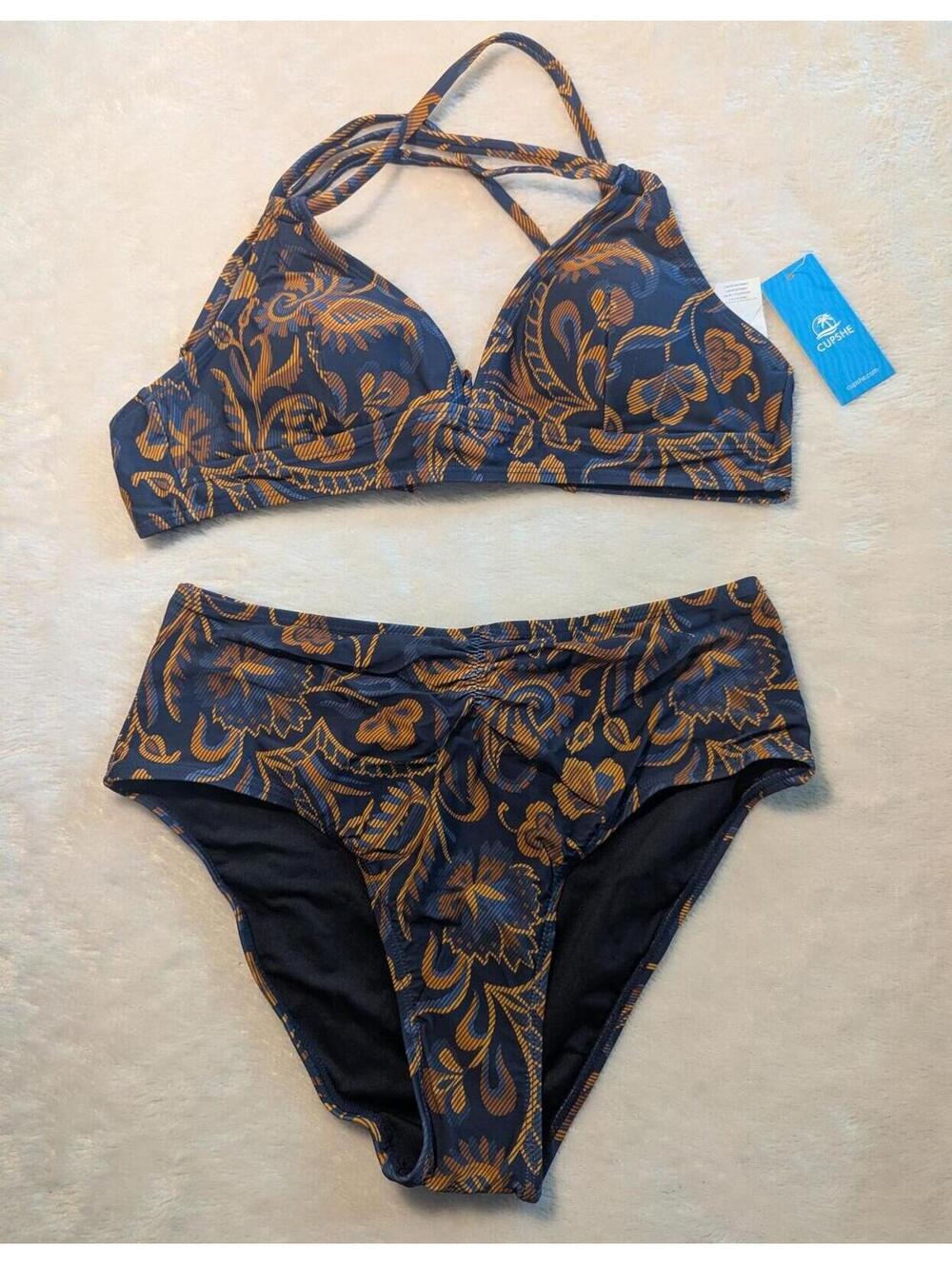 NWT Two-Piece High-Waisted Bikini Set with Floral Pattern